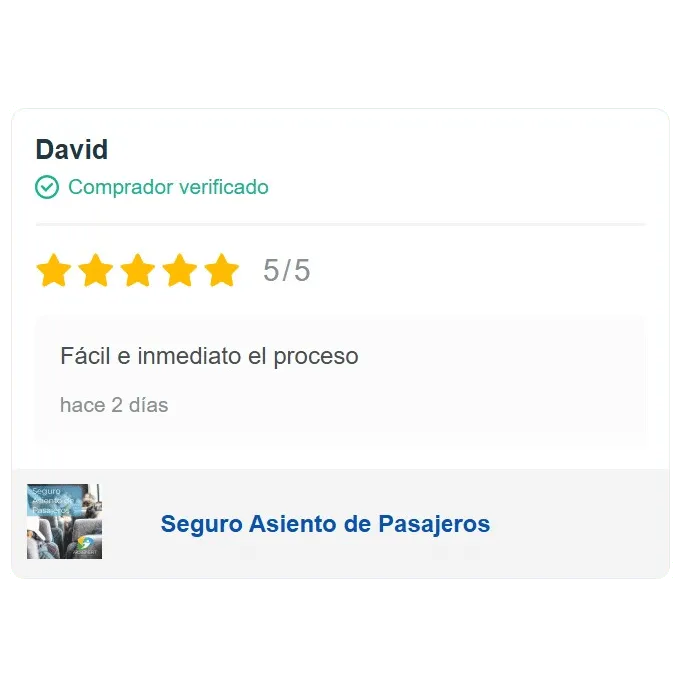 David, comprador verificado, cinco de cinco estrellas: «Fácil e inmediato el proceso».
