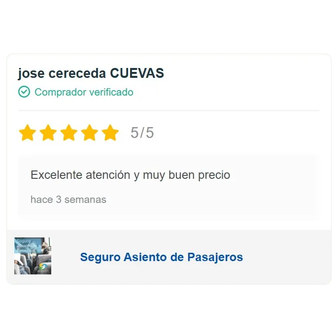 Jose cereceda CUEVAS, comprador verificado, cinco de cinco estrellas: «Excelente atención y muy buen precio».