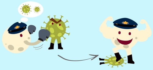Ilustración de combate a virus.